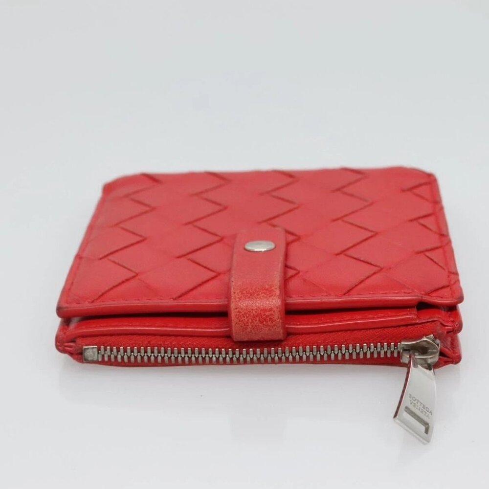 BOTTEGA VENETA INTRECCIATO Bifold Wallet Leather Red Auth bs28002 - Picture 3 of 15